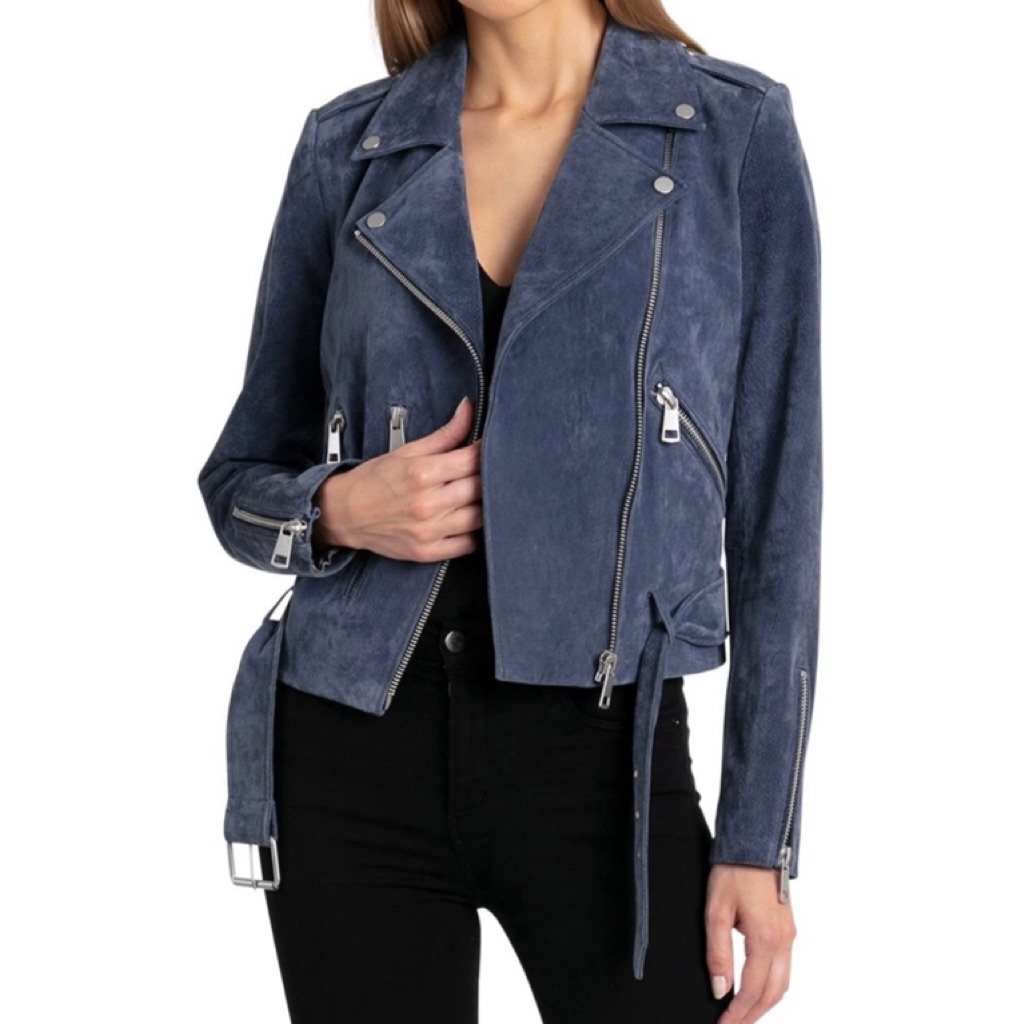Nwt *Bagatelle* Leather Suede Jacket *Storm Blue* Size: S